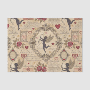 Papel De Seda Padrão Romântico de Vintage Cupid (9)