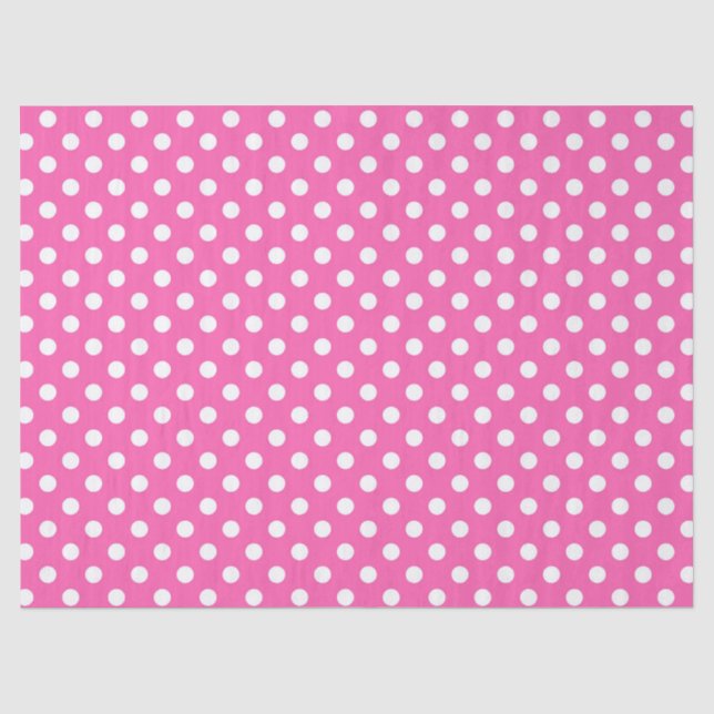 Papel De Seda Padrão Rosa de Bolinhas de Conscientização do Cânc (Frente )