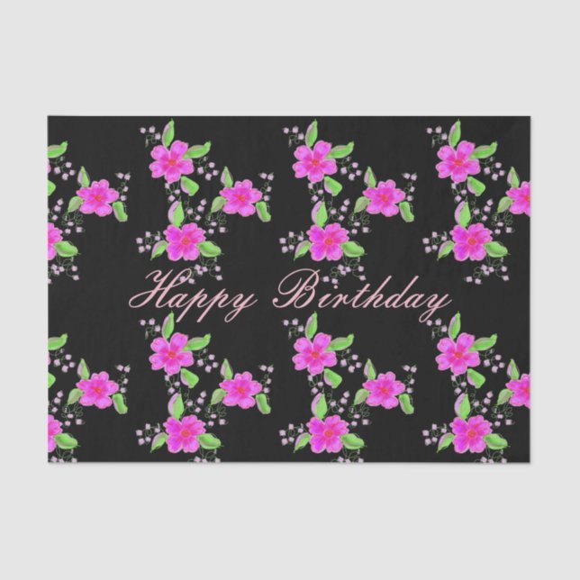 Papel De Seda Padrão rosa e preto (Frente )