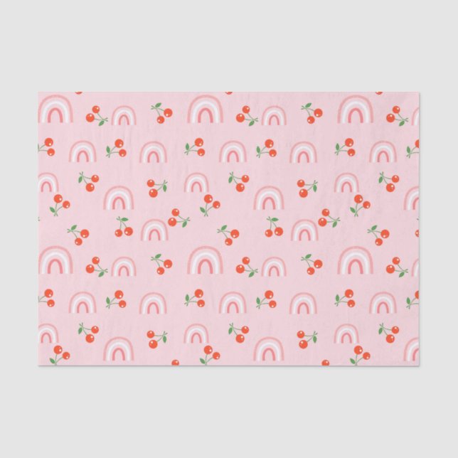 Papel De Seda Padrão Rosa Rainbow Cherry (Frente )