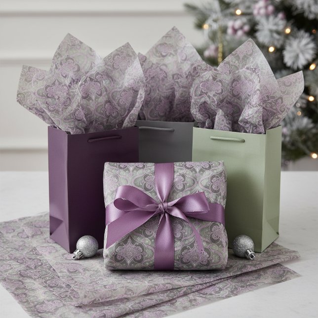 Papel De Seda Padrão Roxo VerdeNatal #30 ID1009 (Criador carregado)