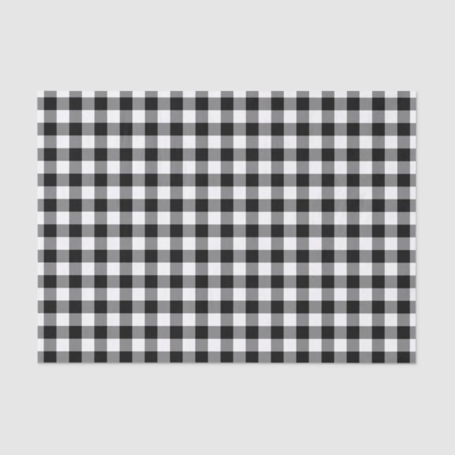 Papel De Seda Padrão Rustic Black and White Gingham (Frente )