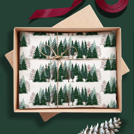 Papel De Seda Padrão Rustic Christmas Pine Tree