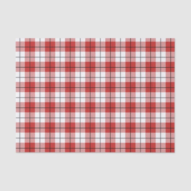Papel De Seda Padrão Rustic Country Red White & Black Flannel (Frente )