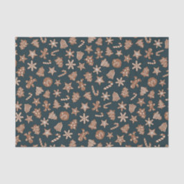 Papel De Seda Padrão Rustic Green Christmas Cookies