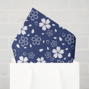Papel De Seda Padrão Sakura Azul