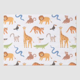 Papel De Seda Padrão Selvagem Tropical Safari Selvagem