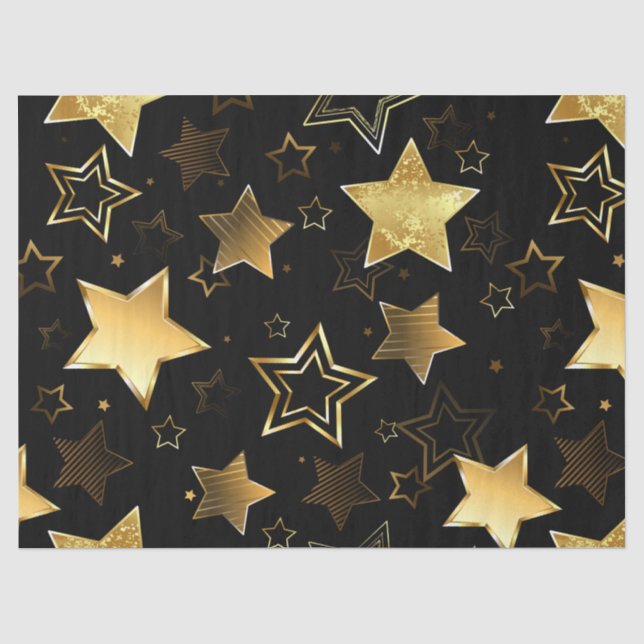 Papel De Seda Padrão sem costura com estrelas de Ouro (Frente )
