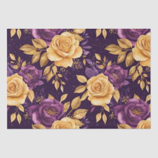Papel De Seda padrão sem costura com flores roxas