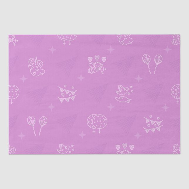 Papel De Seda Padrão sem costura romeno rosa (Frente )