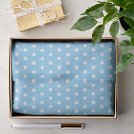 Papel De Seda Padrão Simples De Polkadots Brancos No Azul Bebê