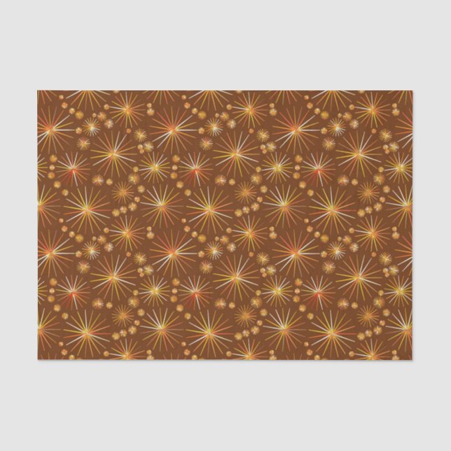 Papel De Seda Padrão Sputnik de meio século, Castanho de Chocola (Frente )