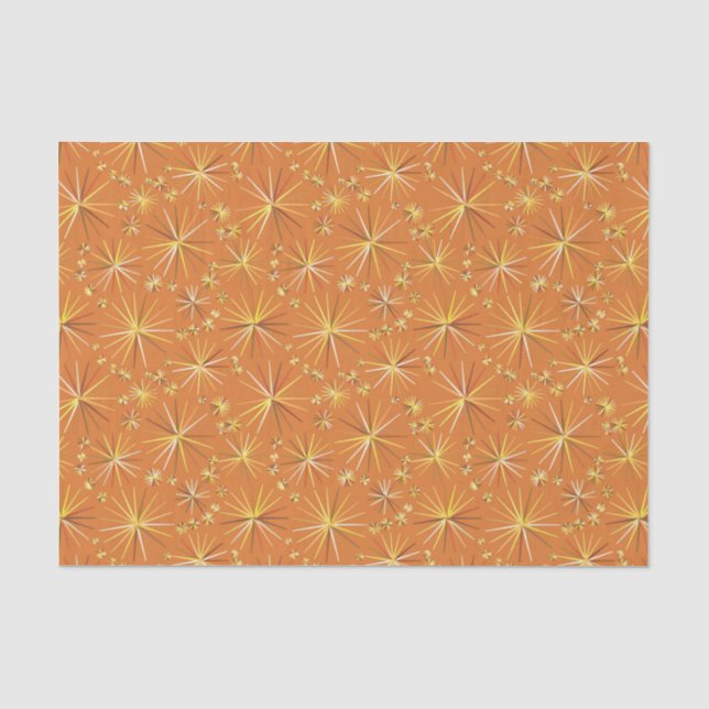 Papel De Seda Padrão Sputnik de meio século, Terracotta (Frente )