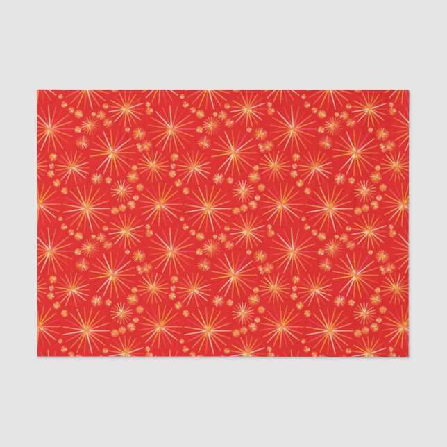 Papel De Seda Padrão Sputnik do meio século, Vermelho Profundo (Frente )