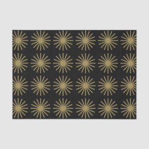 Papel De Seda Padrão Starburst Preto e Dourado