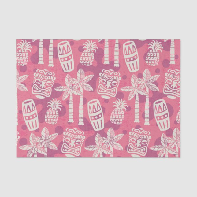 Papel De Seda Padrão Tiki Moderno de Meados do Século Retro (Frente )