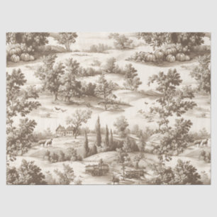 Papel De Seda Padrão Toile de Abóbora de Colheita Sépia Cottagec