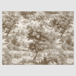 Papel De Seda Padrão Toile de Abóbora Sépia País Francês