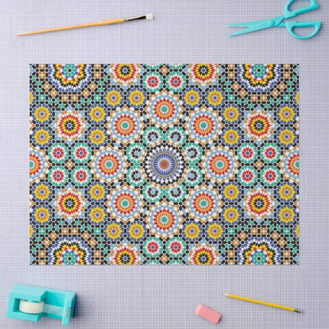 Papel De Seda Padrão Tradicional Boho Mosaico Marroquino (Arte )