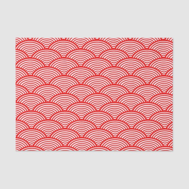 Papel De Seda Padrão Tradicional de Onda Red Nami Japonês (Frente )