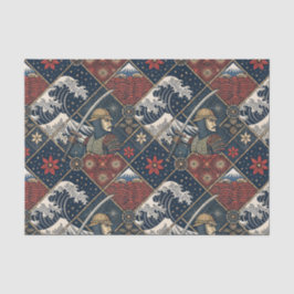 Papel De Seda Padrão Tradicional Japonês de Samurai & Grande Ond