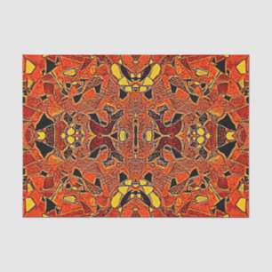 Papel De Seda Padrão Tribal Native Orange Yellow Boho Western