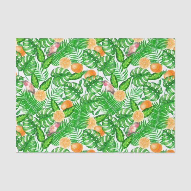 Papel De Seda Padrão tropical, beija-flores II (Frente )