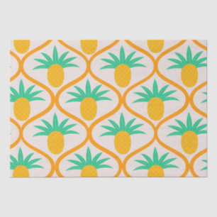 Papel De Seda Padrão Tropical de Abacaxi em Ogee Laranja