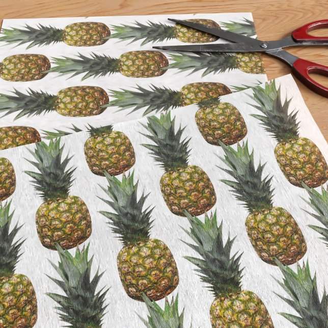 Papel De Seda Padrão Tropical de Abacaxi White Verão (🍍 Great for summer gifts and crafting 🍍)