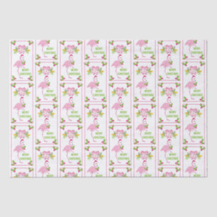 Papel De Seda Padrão tropical de Natal rosa Flamingo