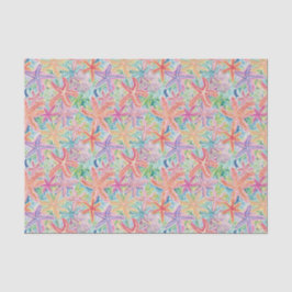 Papel De Seda Padrão Tropical de Peixe de Estrelas de Palma de P