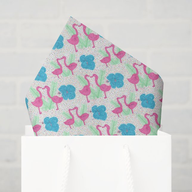 Papel De Seda Padrão Tropical Diversão Flamingo (Sacola de presentes)