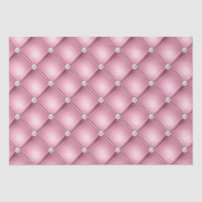 Papel De Seda Padrão Tufado de Diamante de Rosa claro de luxo (Frente )