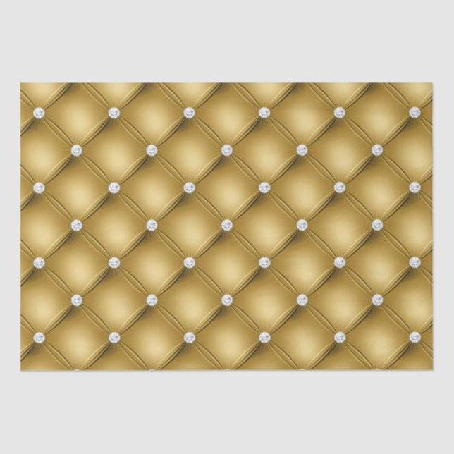 Papel De Seda Padrão Tufado de Diamante Dourado de luxo (Frente )
