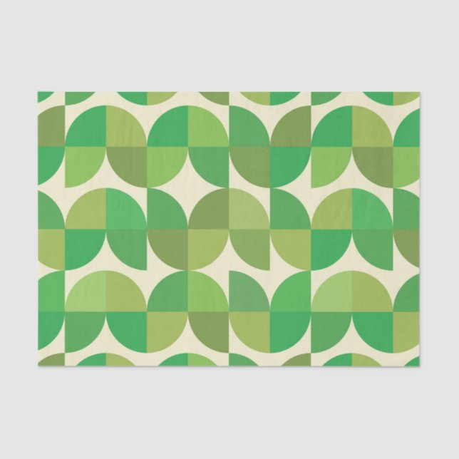 Papel De Seda Padrão Verde Abstrato moderno do meio século (Frente )