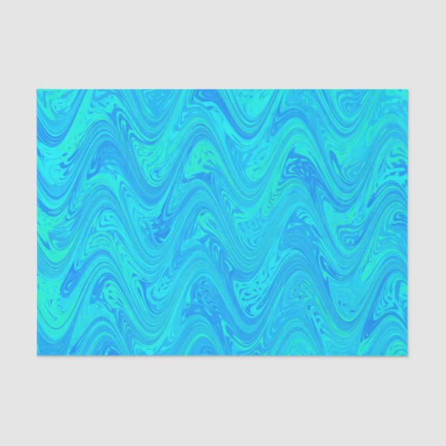 Papel De Seda Padrão Verde Azul Marbling (Frente )