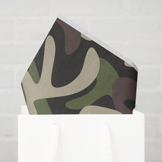 Papel De Seda Padrão Verde-Castanho da Camuflagem Militar (Sacola de presentes)