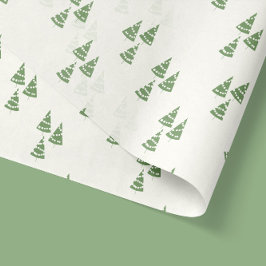 Papel De Seda Padrão verde de árvore de neve para Natal