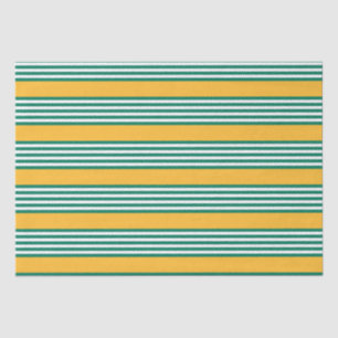 Papel De Seda Padrão verde e branco de cinco faixas com amarelo