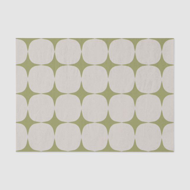 Papel De Seda Padrão Verde Sage Moderno Simples de Meados do Séc (Frente )