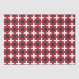 Papel De Seda Padrão Verde Vermelho e Branco Natal