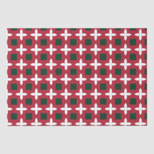 Papel De Seda Padrão Verde Vermelho e Branco Natal