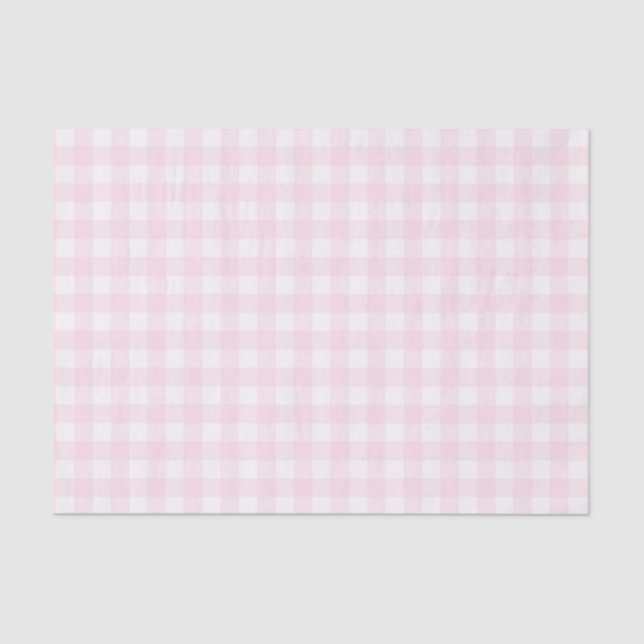 Papel De Seda Padrão Verificado bonito cor-de-rosa Gingham (Frente )