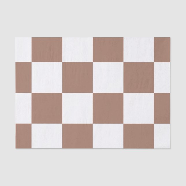 Papel De Seda Padrão verificado em branco e Mocha Mousse (Frente )