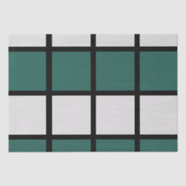 Papel De Seda Padrão Verificado em Preto da Cinza Teal