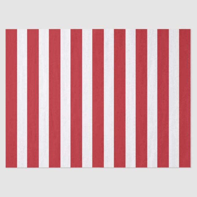 Papel De Seda Padrão vermelho brilhante e branco com risca (Frente )