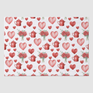 Papel De Seda padrão vermelho com coração para dia de os namorad