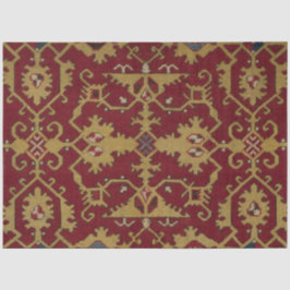 Papel De Seda Padrão Vermelho Persa Oriental Geométrico Antiquad
