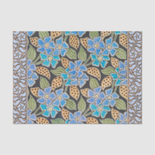 Papel De Seda Padrão Vinca das Flores Azuis