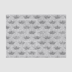 Papel De Seda Padrão Vintage Black and White Crown